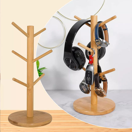 Wooden Tree Rack Mug Stand Coffee Tea Cup Holder Storage Rack Hanger HomeKitchen