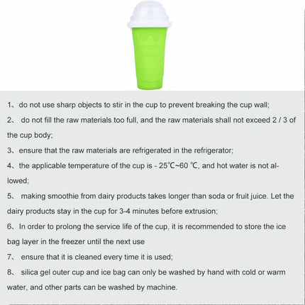 Green Slushie Maker Cup Quick Freeze Magic Milkshake Cup Ice Cream Maker