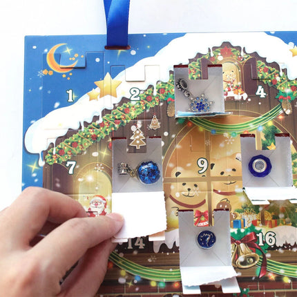 Christmas Advent Calendar Bracelet 24 Days Countdown Calendar DIY Charm Beads Blue