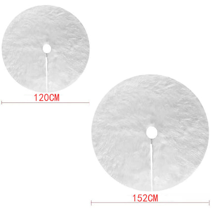 White Christmas Tree Skirt Base Long Plush Xmas Floor Mat Ornaments Decorations