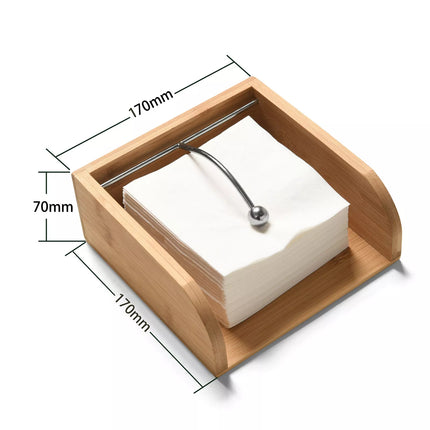 Bamboo Napkin Holder Serviette Tray Wooden Organiser Tissue Dispenser