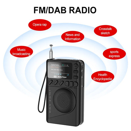 Portable Mini Pocket DAB/DAB + Digital Receiver MP3 Player FM Radio Rechargeable