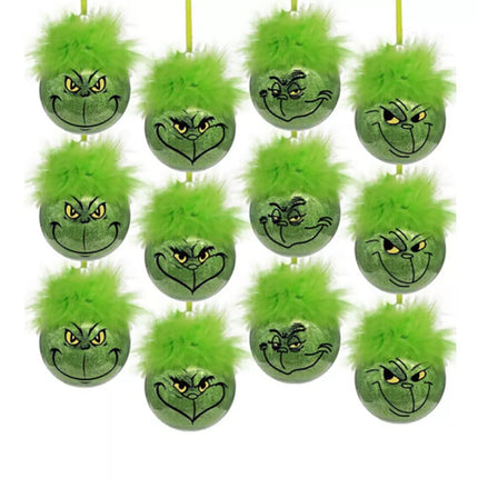 12PCS Grinch Christmas Baubles Christmas Tree Ornament Xmas Ball Party Decor