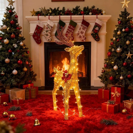 4.2ft Christmas Decoration Reindeer LED Lights Light up Solar Iron Frame Door De