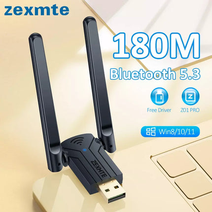 2Pcs 180M Long Range USB Bluetooth Adapter 5.3 for PC Audio Mouse Keyboard Windows
