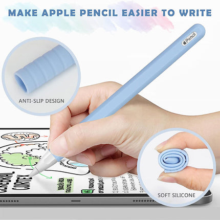 Silicone Rubber Cover Sleeve Grip Case For Apple iPad Pro Pencil 2nd Generation Blue