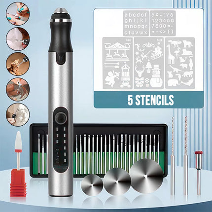 Set Electric Engraving Pen Cordless Carving Pen USB Micro Engraver with 37 Bits