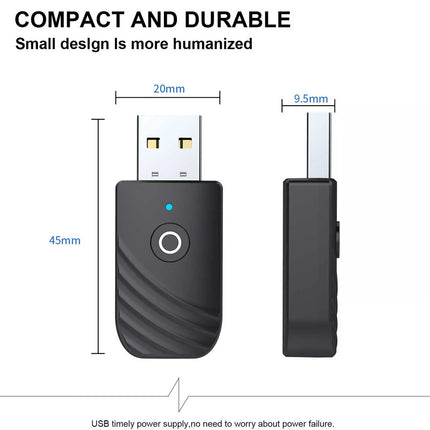 USB Bluetooth 5.0 Transmitter Receiver Audio Adapter AUX 3.5mm TV CAR PC Speaker