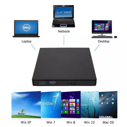 Portable Slim USB 2.0 External DVD Drive Reader Disc For Windows Laptop Burner