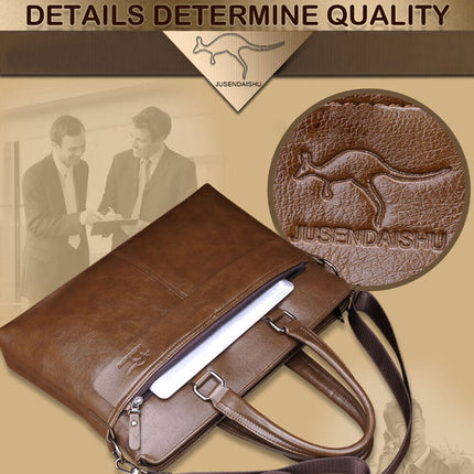 14'' Mens Leather Shoulder Bag Handbag Business Briefcase Crossbody Tote Men