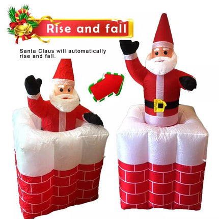 Inflatable Rise and Fall Santa Claus Decoration Christmas Built-In LED Lights
