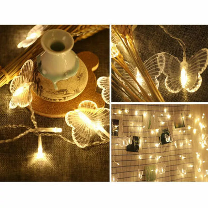 Butterfly 96 LED Fairy String Curtain Lights Christmas Party Wedding Decor Lamp