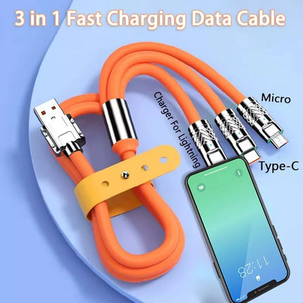 White 3 IN 1 120W Fast Charging Cable Charger USB Type C iPhone Samsung Durable Au