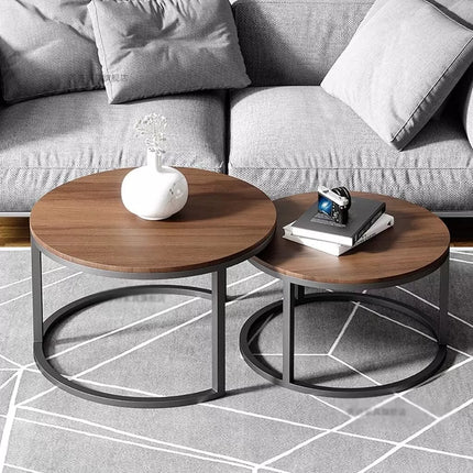Set of 2 Round Wood Coffee Table Nesting Table End Sofa Bedside Side Furniture