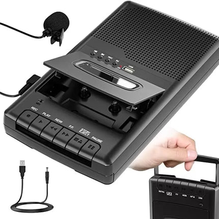 Portable Cassette Player Recorder with Stand-Alone Microphone Converter to USB