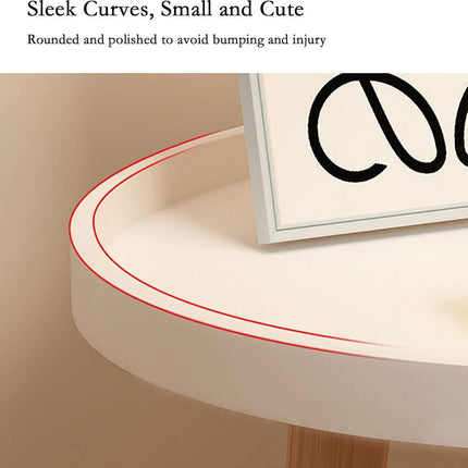 Large Round Side Table Wood Living Room Coffee End Table Bedside Decor Table