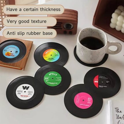 18PCS Retro Record Disk Coasters Vinyl Drinks Holder Non-Slip Mug Pads Placemat