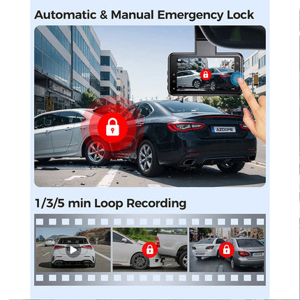 AZDOME M17 Pro Dash Cam Voice Activated Front Rear Wifi 64GB Card Loop Recording