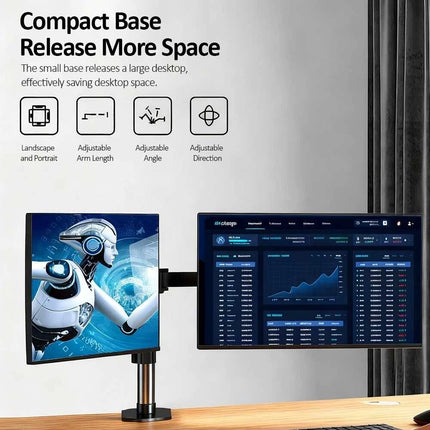 Monitor Arm Dual Desk Mount 32'' Displays Screen Bracket Computer Holder Stand