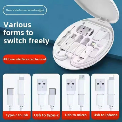 Type USB C Micro-USB Cable Charging Adapter iPhone Cable Kit Storage Box White