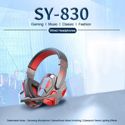 Red Noise Cancelling USB 3.5mm Wired Gaming Headphones Bass HiFi Over Ear Earphone