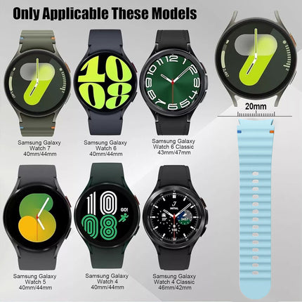 Light Blue For Samsung Galaxy Watch 7 6 5 4 FE 40mm 44mm Sport Silicone Watch Band Strap Au