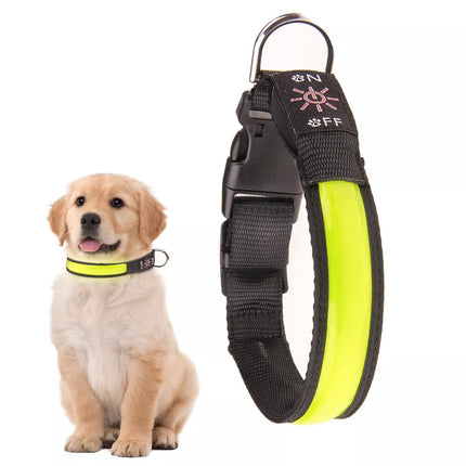 USB Rechargeable LED Dog Collar Nylon Glow Flashing Light Up Safety Pet Collars