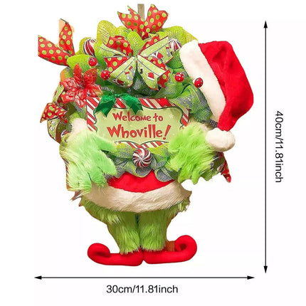 Christmas Grinch Outdoor Wreath Hanging Decor Party Supplies Props Ornament