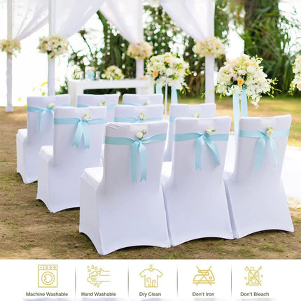 10PCS White Chair Covers Full Seat Covers Spandex Lycra Stretch Party Wedding
