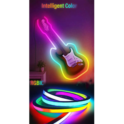 5M  RGBIC LED Neon Strip Light - Waterproof, Flexible Silicone Light Rope
