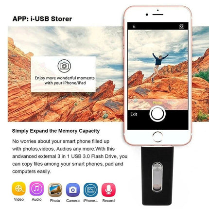 Black 2TB USB 3.0 Flash Drive Disk Storage Memory Stick For iPhone iPad PC IOS Android