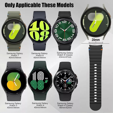 Black For Samsung Galaxy Watch 7 6 5 4 FE 40mm 44mm Sport Silicone Watch Band Strap Au