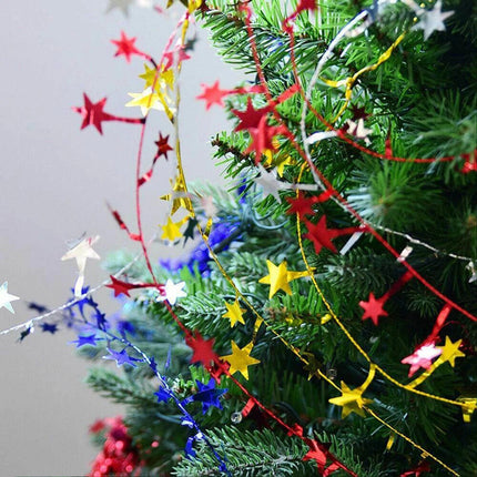 6 Color 7.5M Christmas Hanging Star Pine Tree Garland Rattan Xmas Party Wedding Ornament