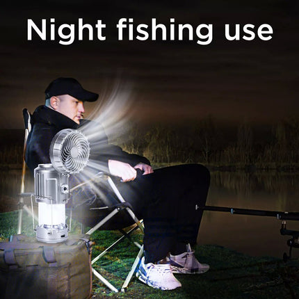 Portable Solar Camping Lantern with Fan USB Rechargeable Outdoor Tent LED Lights