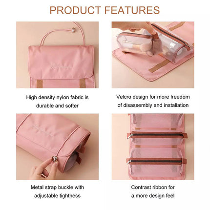 Large Capacity Travel Cosmetic Bag Organizer Makeup with Brushes Slots Dividers