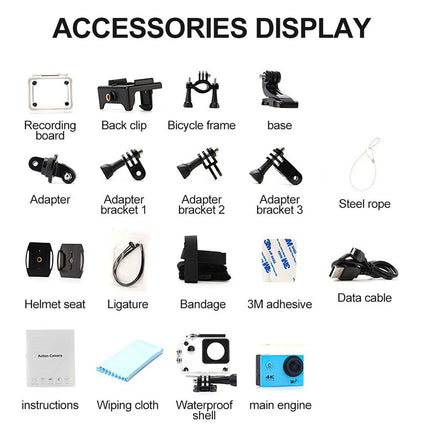 4K 2'' Ultra HD 1080P Sport WiFi 16MP Cam Action Camera DV Video Recorder Go Pro