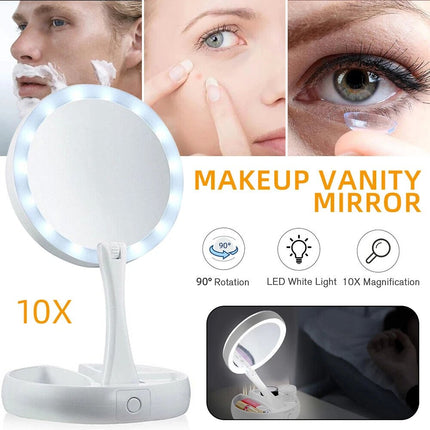 10X Magnifying Makeup Cosmetic Beauty Bathroom Mirror & LED Light 360° Rotation