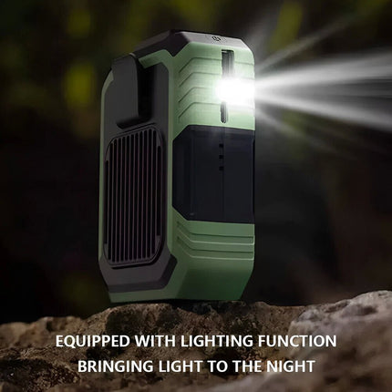 Green Portable Waist Clip USB Fan Hanging Cooling Power Bank Fans Travel Rechargeable