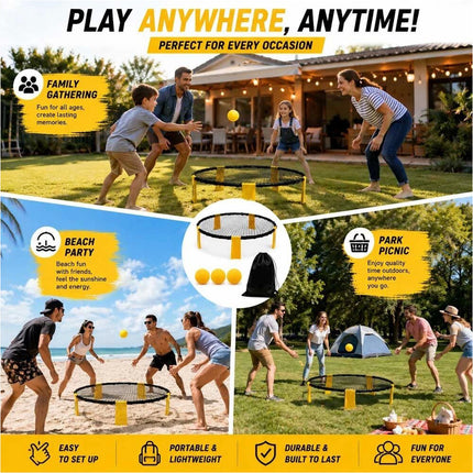 Roundnet Game Set with 3 Balls and Carry Bag Outdoor Beach Backyard Sports Game