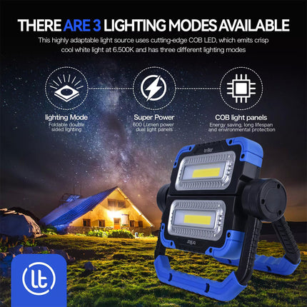 Rechargeable Work Light 360° Rotating Portable COB Versatile Waterproof Flood