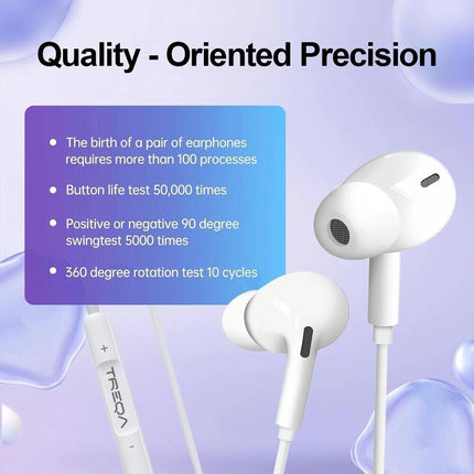 TREQA Earphone For iPhone 14 13 12 11 SE Pro Max Wired in-Ear Earbuds Headphones