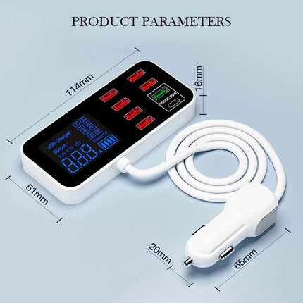 12V 24V 8 Port Multi USB C Car Charger Type-C PD QC3.0 Fast Charging Station