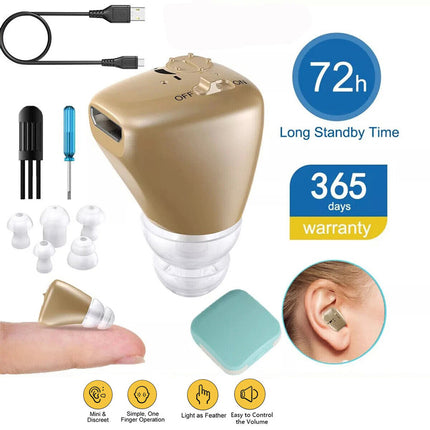2Packs of Digital Invisible Hearing Aid In-Ear Enhancer Sound Voice Amplifier