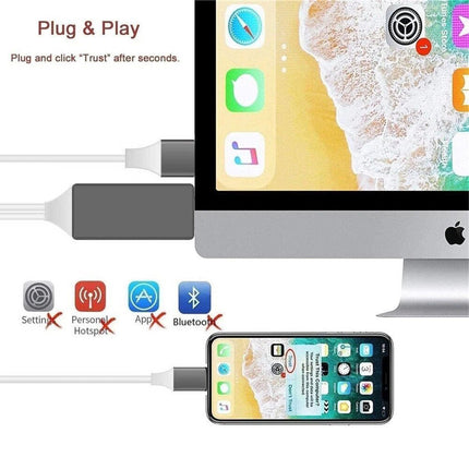 White 2m MFi Certified 8-Pin to HDMI Cable Digital TV AV Adapter For iPhone 14 13 iPad