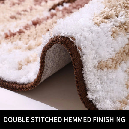 Brown 3 Pcs Microfiber Bathroom Rug Shaggy Soft Non-Slip Absorbent Bath Mat Plush