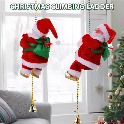 Electric Christmas Santa Claus Climbing Rope Ladder Musical Toy Xmas Gift Decors