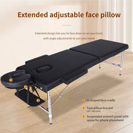 Black Portable Folding Massage Table Bed Beauty Acupuncture Spa Chair Adjustable 180cm