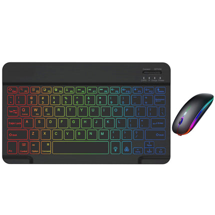 Black Bluetooth Wireless Keyboard Cordless Mouse Backlit Portable For Laptop Desktop