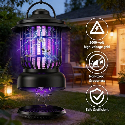 Electric LED Insect Zapper Mosquito Trap Catcher Lamp - Black