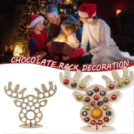 Party Elk  Chocolate Holder Christmas Advent Calendar Wooden Frame